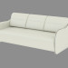 3d model sofá de cuero recta de triple - vista previa