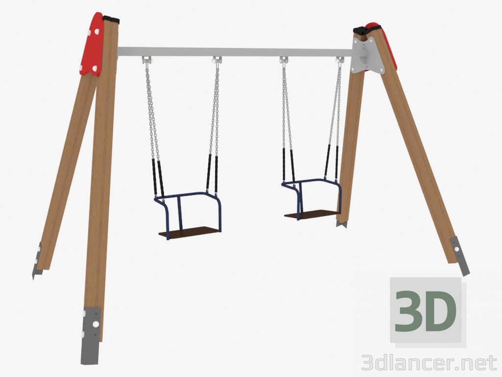3D Modell Schaukel für Kinderspielplätze (6314) - Vorschau