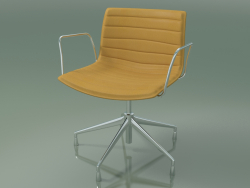 Chair 3127 (5 legs, with armrests, chrome, with removable leather upholstery)
