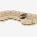 modello 3D divano ad angolo in pelle con un tavolino da caffè - anteprima