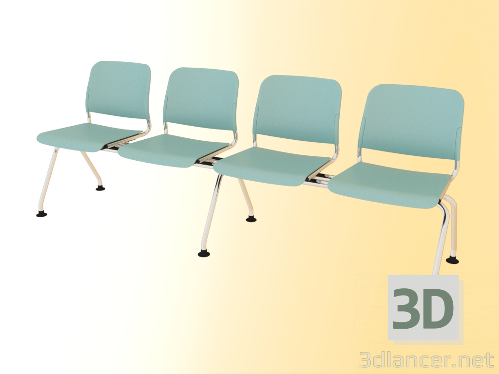 3d model Bench four-seater (522L4) - preview