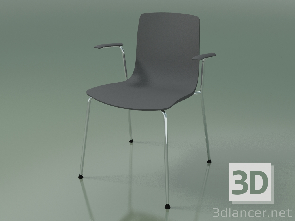 3d model Chair 3944 (4 metal legs, polypropylene, with armrests) - preview