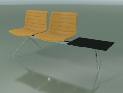 Banc 2037 (double, avec une table, avec revêtement en cuir)
