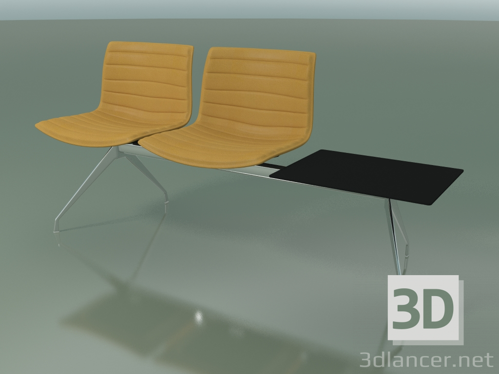 Modelo 3d Banco 2037 (duplo, com mesa, com estofamento em couro) - preview