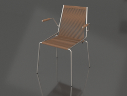 Chair with armrests Noel (Steel Base, Brown Wool)