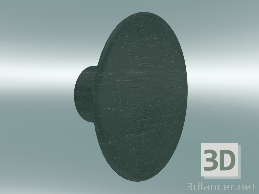 3D Modell Kleiderhaken Dots Wood (Ø9 cm, Dunkelgrün) - Vorschau