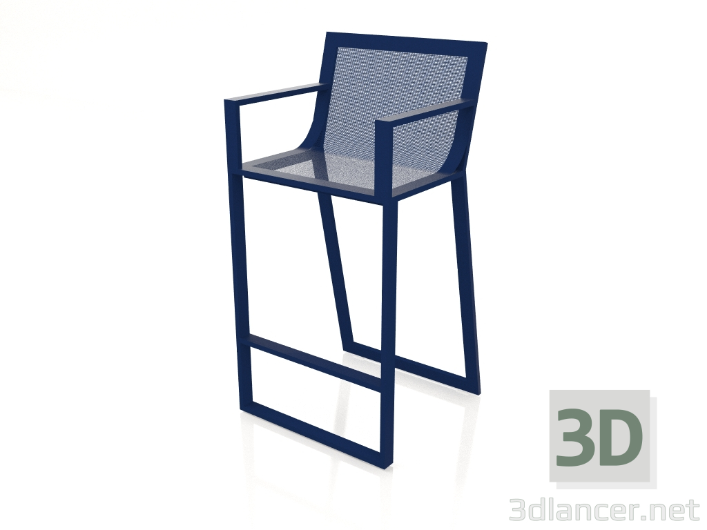 modèle 3D Tabouret haut avec dossier haut et accoudoirs (Bleu nuit) - preview