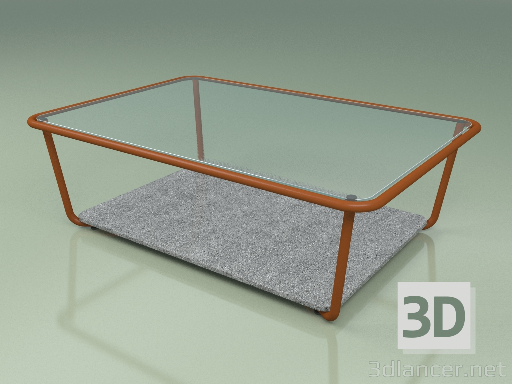 modèle 3D Table basse 002 (Verre Côtelé, Rouille Métallique, Pierre Luna) - preview