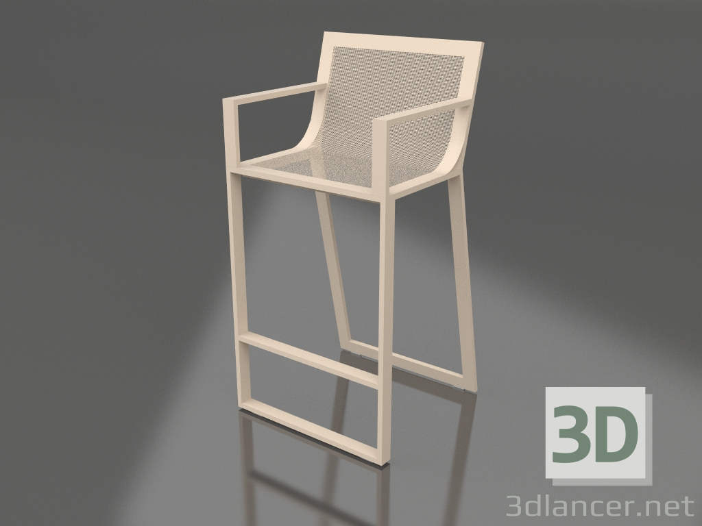 modello 3D Sgabello alto con schienale alto e braccioli (Sabbia) - anteprima