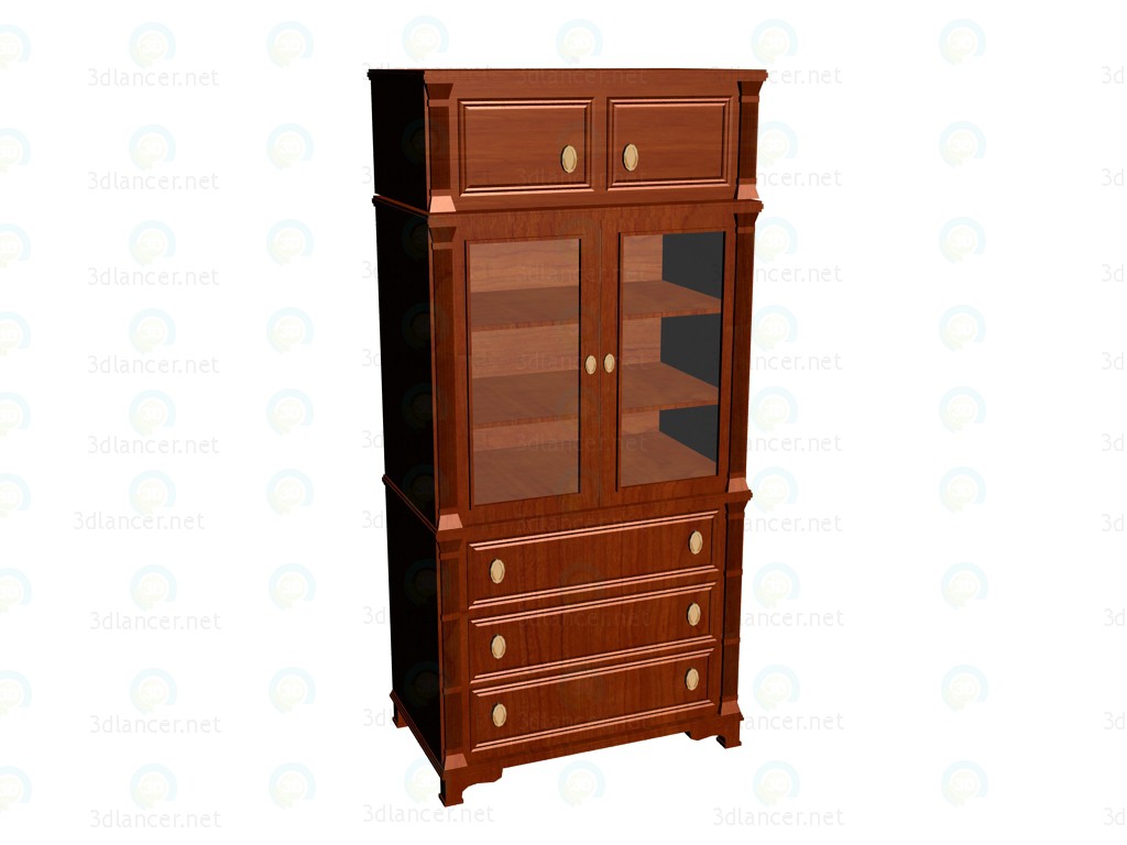 3d model Chest of drawers with Turist high, with glass sides facing part with Turist - preview