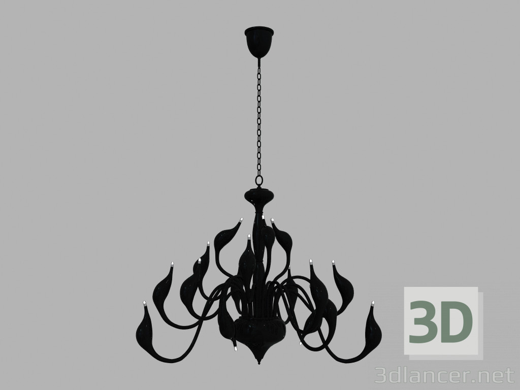 modello 3D Lampadario decorativo md 8098-18a cigno nero - anteprima