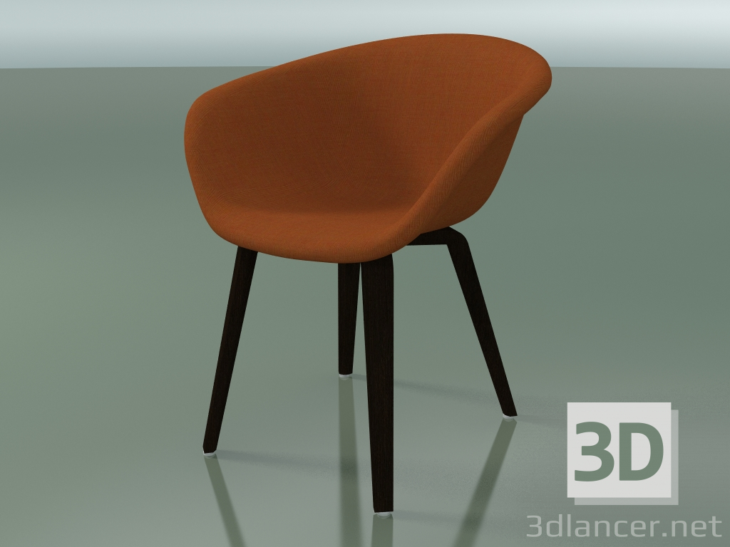 modello 3D Poltrona 4233 (4 gambe in legno, imbottita, wengè) - anteprima