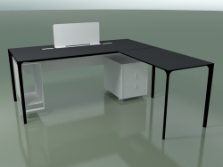 Office table 0815 + 0816 right (H 74 - 79x180 cm, equipped, laminate Fenix F06, V39)