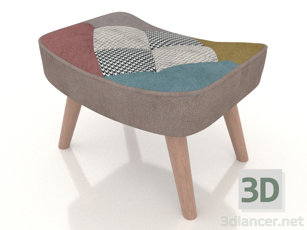 modello 3D Hygge ottomana (patchwork) - anteprima