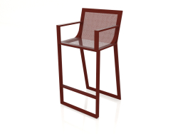 High stool with a high back and armrests (Wine red)