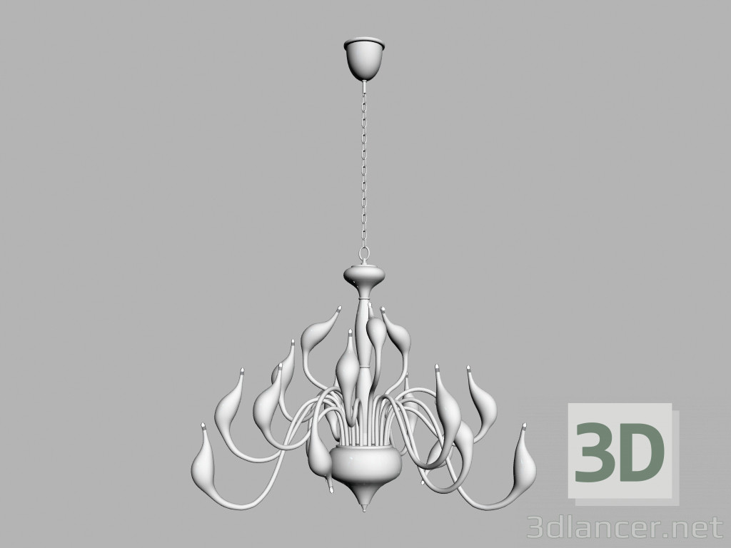 modello 3D Lampadario decorativo md 8098-18a cigno bianco - anteprima