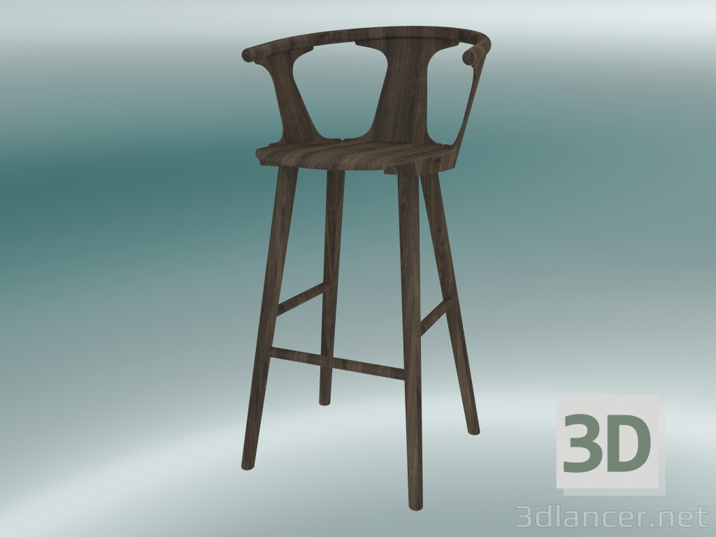 modello 3D Sgabello da bar in mezzo (SK9, H 102cm, 58x54cm, rovere oliato affumicato) - anteprima