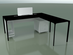 Mesa de oficina 0815 + 0816 derecha (H 74 - 79x180 cm, equipada, laminada Fenix F02, V39)