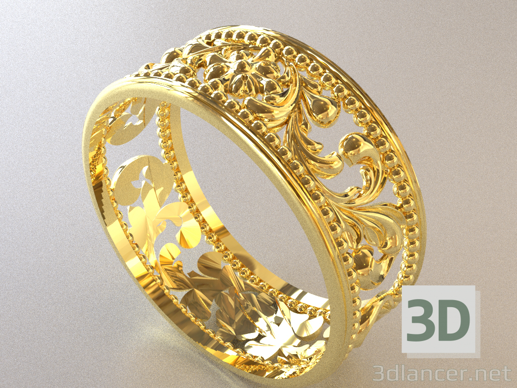 3d ring with ornament model buy - render