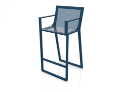 High stool with a high back and armrests (Grey blue)