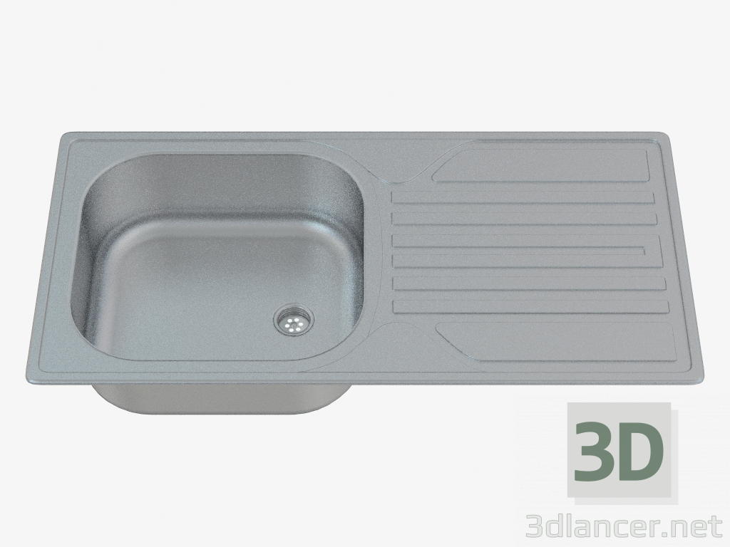 3d model Sink, 1 bowl with a wing for drying - sateen Legato (ZEL 0110) - preview