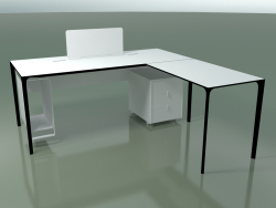 Mesa de escritório 0815 + 0816 direita (H 74 - 79x180 cm, equipada, laminada Fenix F01, V39)
