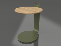 कॉफ़ी टेबल Ø36 (जैतून हरा, इरोको लकड़ी)