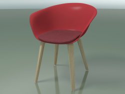 Stuhl 4223 (4 Holzbeine, mit einem Kissen auf dem Sitz, gebleichte Eiche, PP0003)