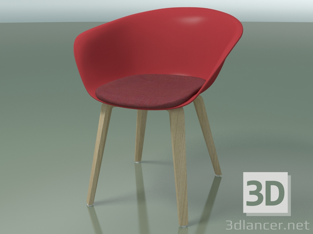 modèle 3D Chaise 4223 (4 pieds en bois, avec un oreiller sur le siège, chêne blanchi, PP0003) - preview