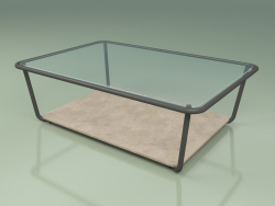 Mesa de centro 002 (vidrio acanalado, metal ahumado, piedra Farsena)