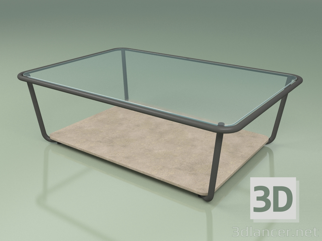 3d model Mesa de centro 002 (vidrio acanalado, metal ahumado, piedra Farsena) - vista previa