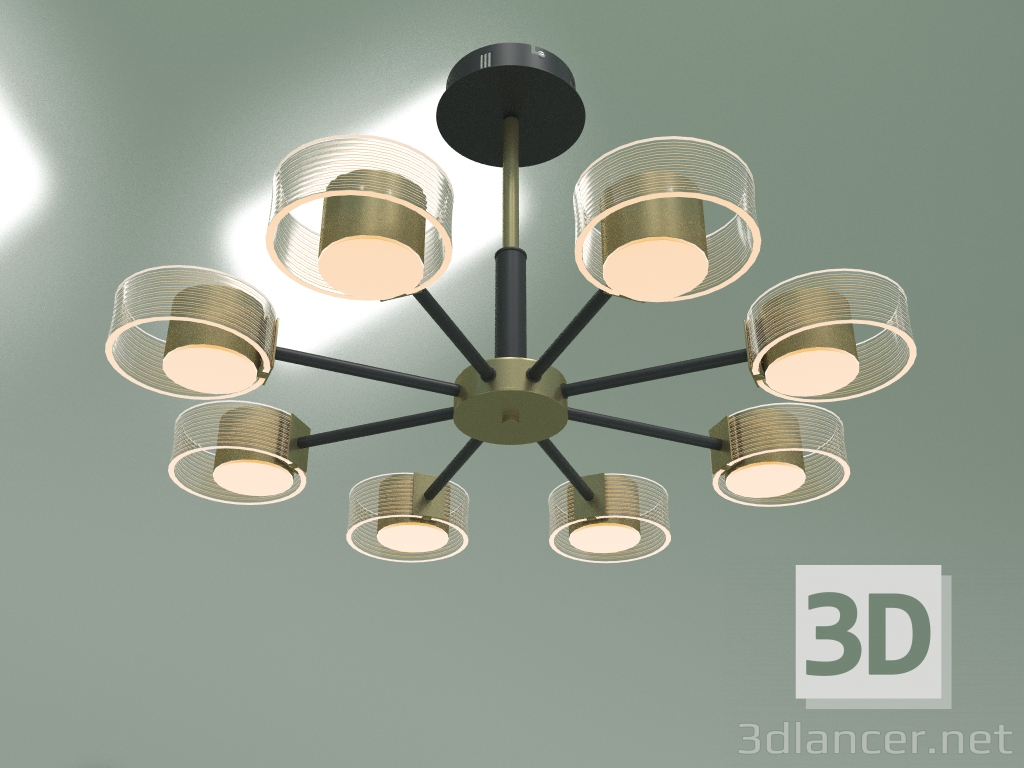 modello 3D Lampadario LED a soffitto Jet 90244-8 (nero-oro) - anteprima