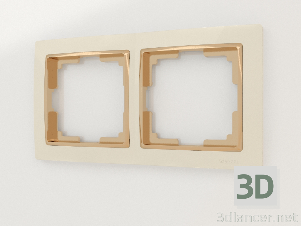 modello 3D Cornice per 2 montanti Snabb (avorio-oro) - anteprima
