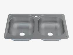 Sink, 2 bowls without draining board - satin Maredo (ZYU 0203)