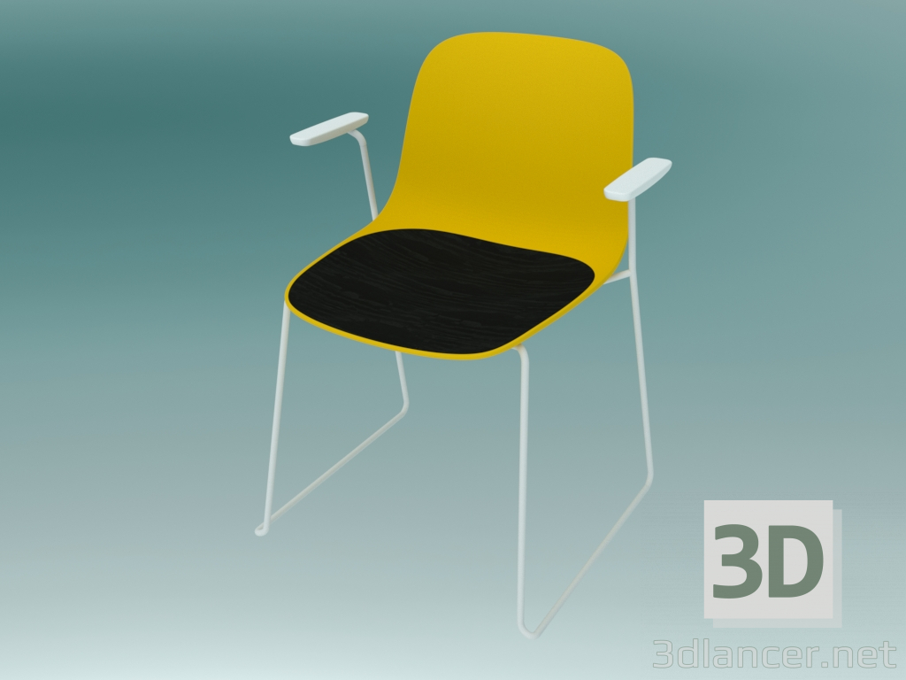 modèle 3D Chaise avec accoudoirs SEELA (S314 avec garniture en bois, sans rembourrage) - preview