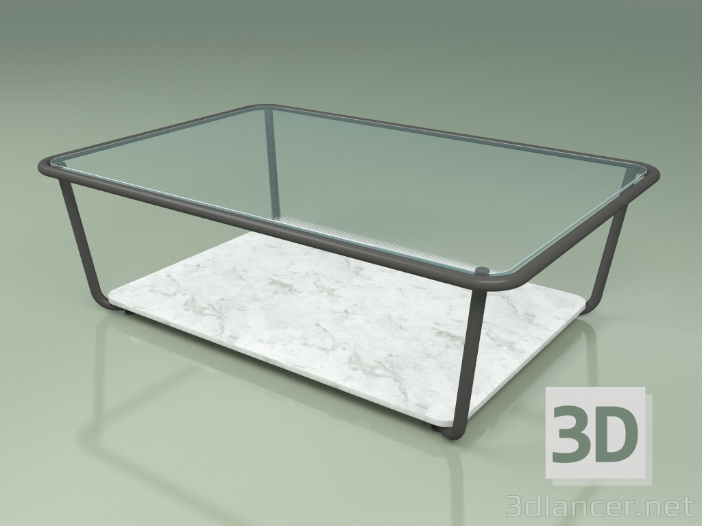 3d модель Стіл кавовий 002 (Ribbed Glass, Metal Smoke, Carrara Marble) – превью