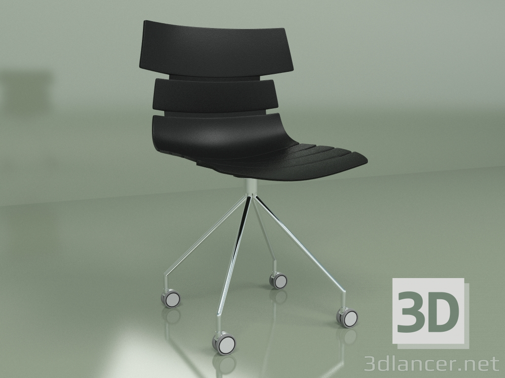 modèle 3D Chaise de retour sur roulettes (noir) - preview