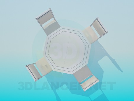 3d model Table with chairs - preview 3d model Table with chairs - preview