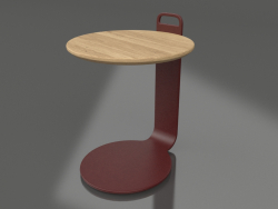 Coffee table Ø36 (Wine red, Iroko wood)