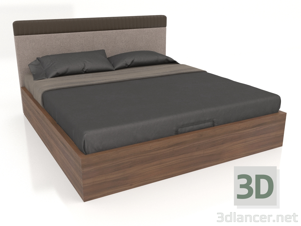 3d модель Ліжко з підйомним механізмом, обробка шпон горіха F, екошкіра PU162, тканина 82 (192x213x105 см) – превью