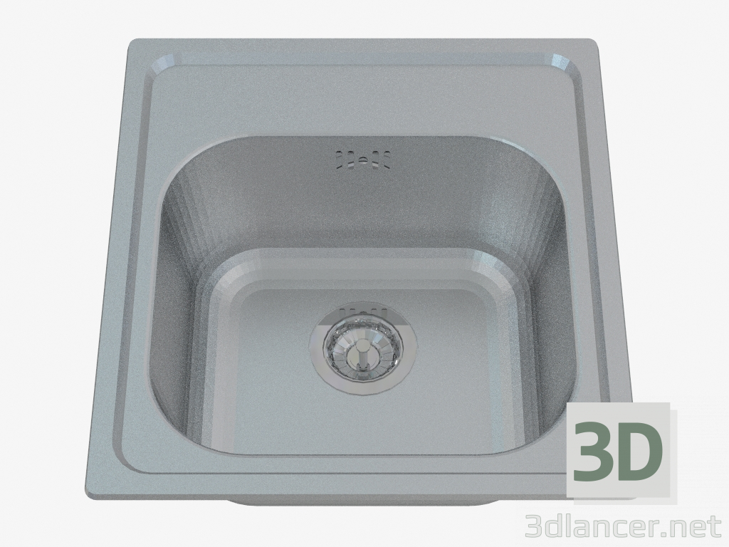 modello 3D Lavello, 1 vasca senza sgocciolatoio - Mercato satinato (ZHM 0100) - anteprima