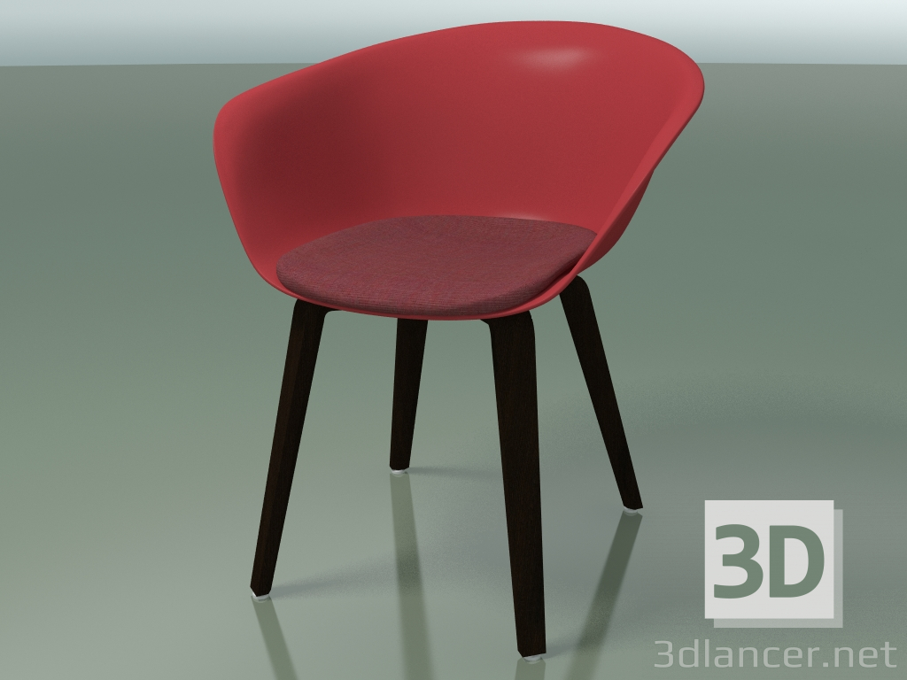 modèle 3D Chaise 4223 (4 pieds en bois, avec un oreiller sur le siège, wengé, PP0003) - preview