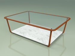 Table basse 002 (Verre nervuré, Rouille métallique, Marbre de Carrare)