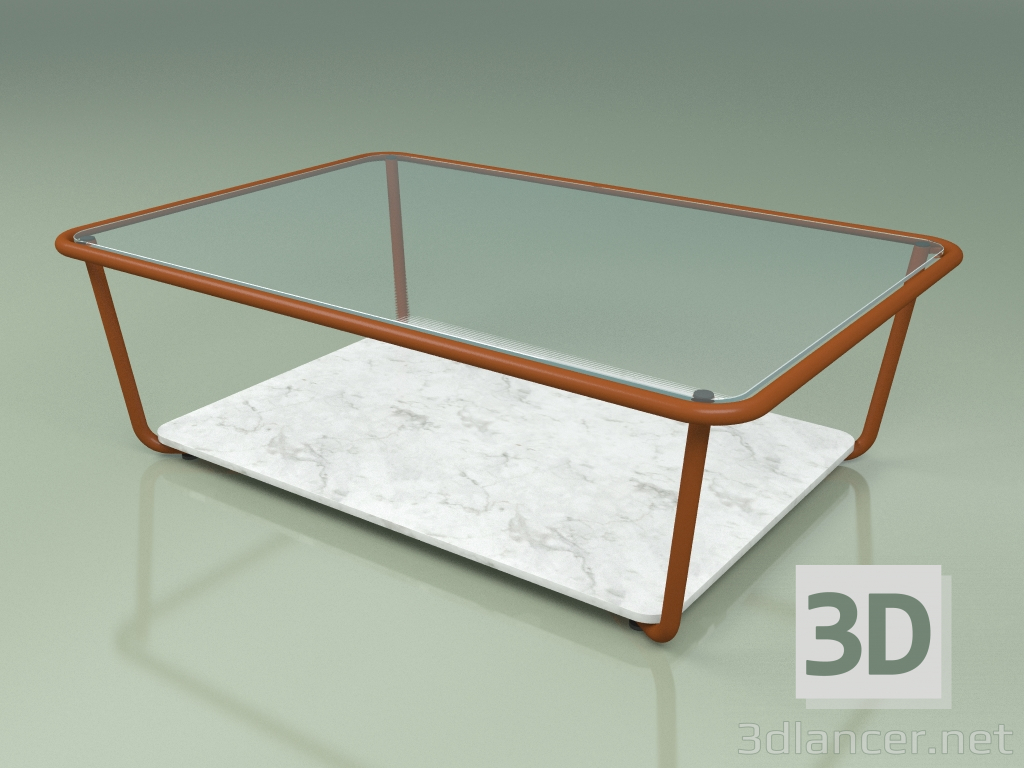 3d модель Стіл кавовий 002 (Ribbed Glass, Metal Rust, Carrara Marble) – превью