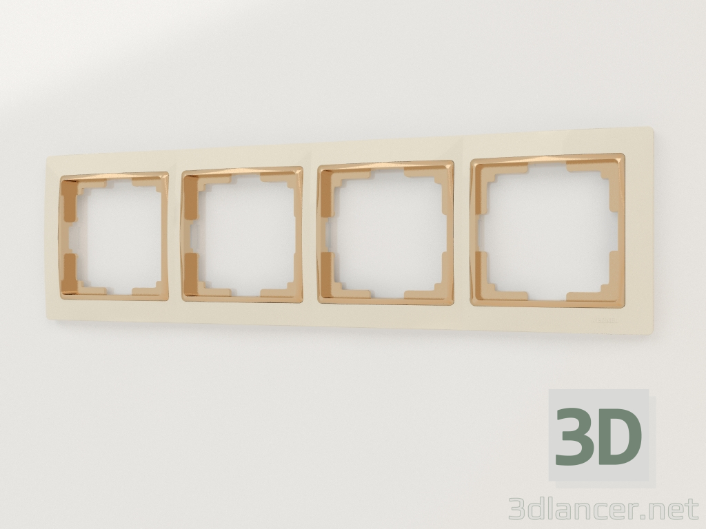modello 3D Cornice per 4 montanti Snabb (avorio-oro) - anteprima