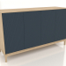 3d model TV stand FARGO with milled facades 1600x500x950 mm (dark cobalt, lightened oak, option 1) - preview