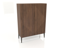 Sideboard, Walnussfurnier, Ausführung F, dunkelgrauer Lack, Metallbeine (110x45x150,3 cm)