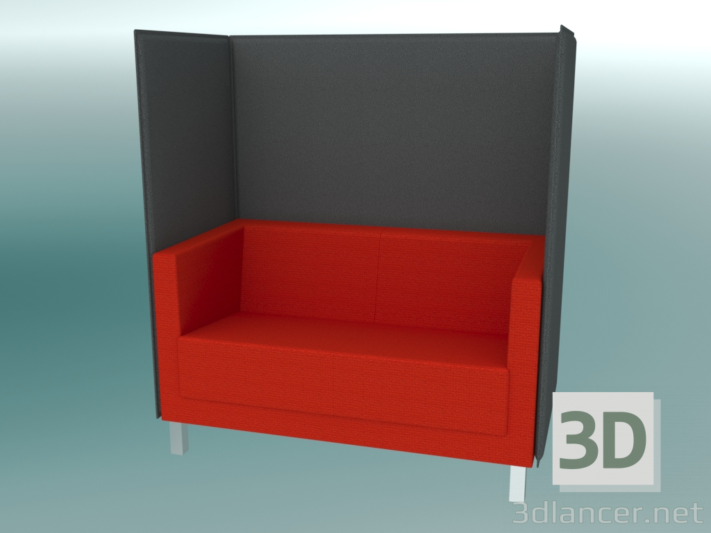 modèle 3D Canapé double avec cloisons, sur pieds (VL2 HW) - preview