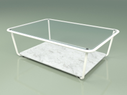 Mesa de centro 002 (vidro canelado, leite metálico, mármore de Carrara)