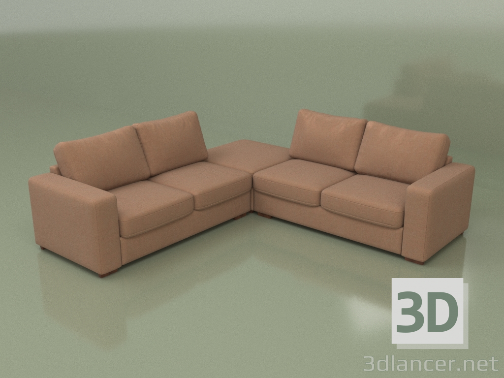 modello 3D Divano angolare con pouf Morti (Lounge 7) - anteprima